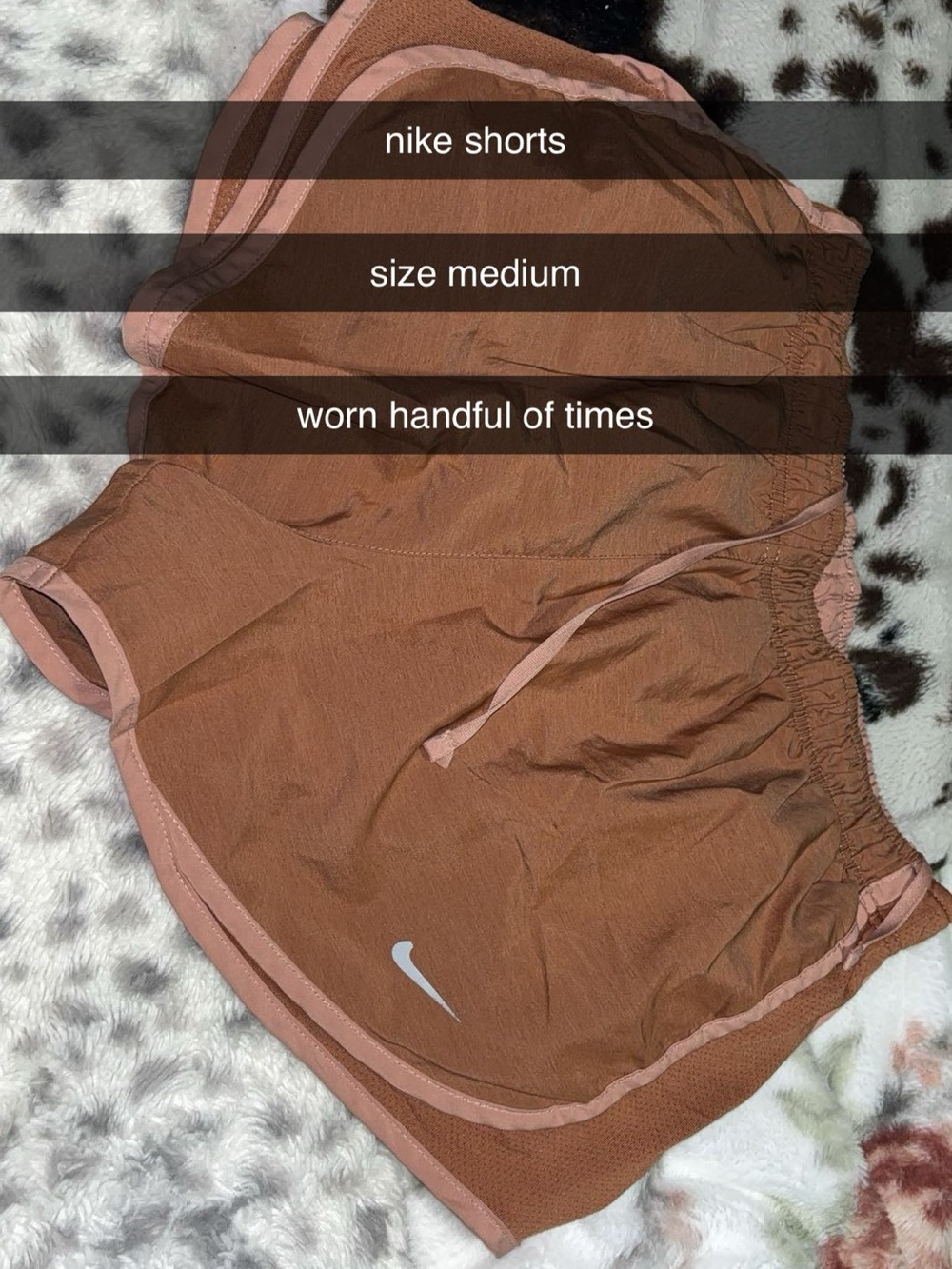 Nike Rust Brown Shorts with Light Pink Trim